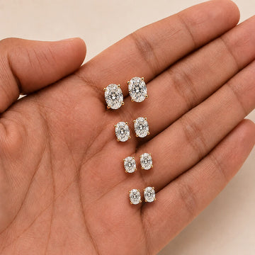 Lab Oval Cut Diamond Solitaire Setting Stud Earring