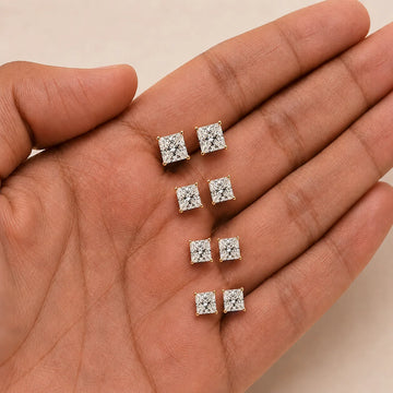 Princess Cut Lab Diamond Stud Earrings For Her