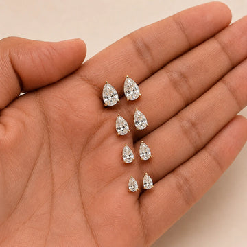 Teardrop Pear Cut Solitaire Lab Diamond Stud Earring