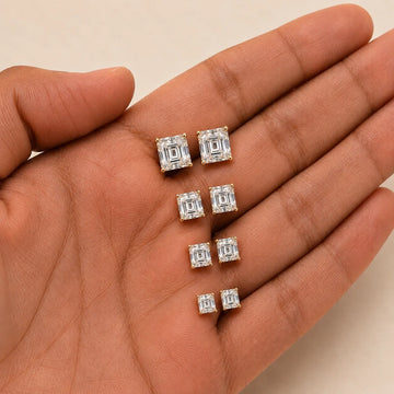 Asscher Cut Lab Diamond Solitaire Women's Earring
