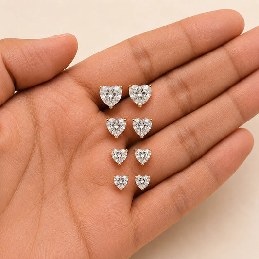 Heart Shape Moissanite Diamond Stud Earring For Love