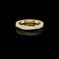 1.00 TCW Elegant Criss Cross Moissanite Diamond Band in Gold Double Row Ring for Women