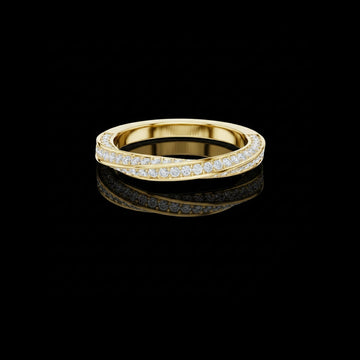 1.00 TCW Elegant Criss Cross Moissanite Diamond Band in Gold Double Row Ring for Women