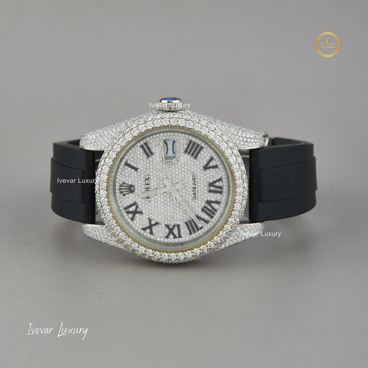 Natural Diamond Luxury Watch Half Iced Out by Ivevar