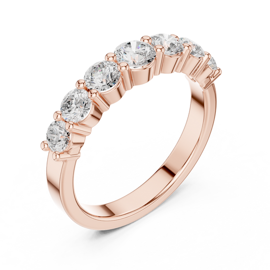 Round Cut Lab Brilliant Half Eternity Diamond Wedding Band Ring - view 3