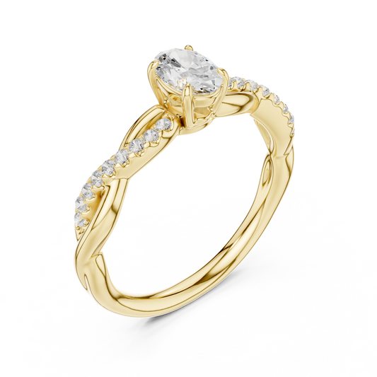 0.36 CT Oval Cut Moissanite Diamond Twist Braided Engagement Ring with Sparkling Pave Accented Band
