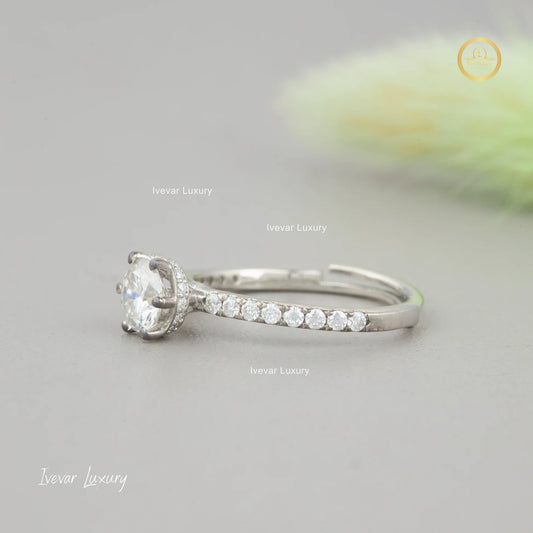 925 Silver Ring with Real Natural Diamond by Ivevar