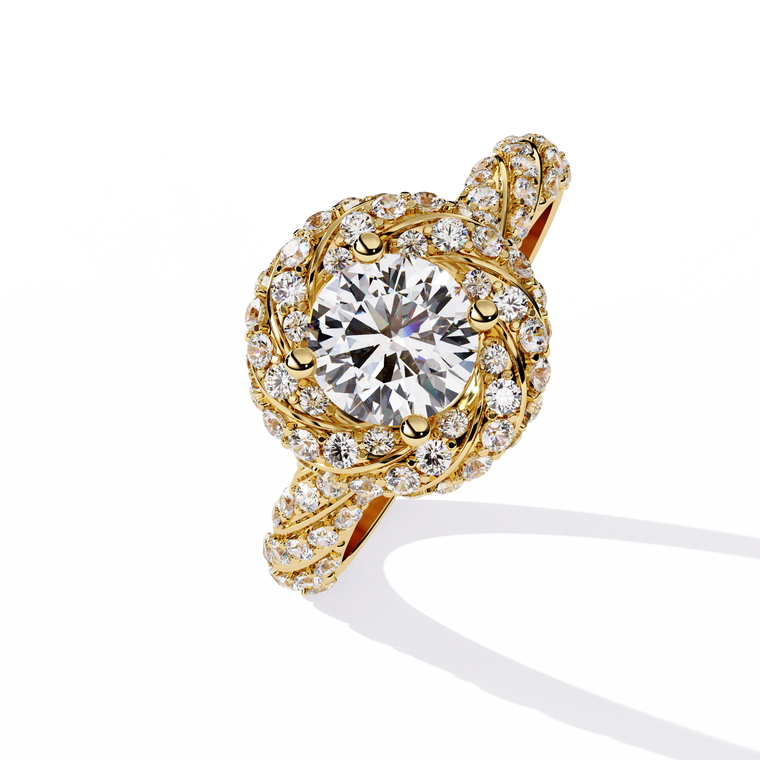 Vintage Inspired Round Cut Moissanite Engagement Ring - view 2