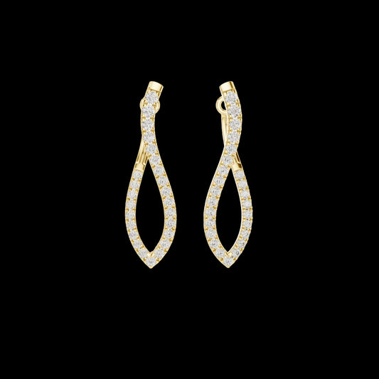 0.79 TCW Luxury Moissanite Round Diamond Leaf Inspired Drop Earrings Statement Jewelry