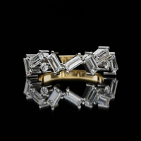 2.00 CT Shiny Baguette and Round Moissanite Diamond Band Modern Geometric Eternity Luxury Fine Jewelry