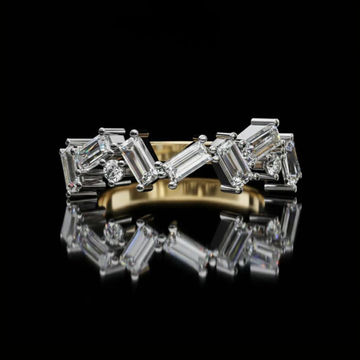 2.00 CT Shiny Baguette and Round Moissanite Diamond Band Modern Geometric Eternity Luxury Fine Jewelry
