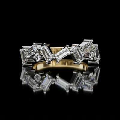 Baguette & Round Cut Moissanite Eternity Ring Wedding Band