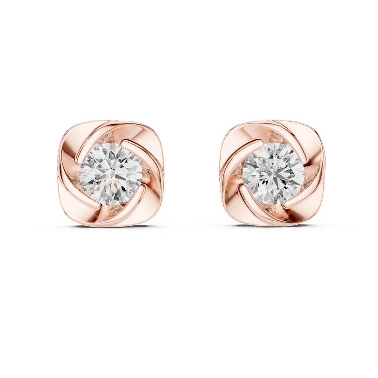 Round Stud Earrings with Swirl Cushion Vortex Frame - view 2