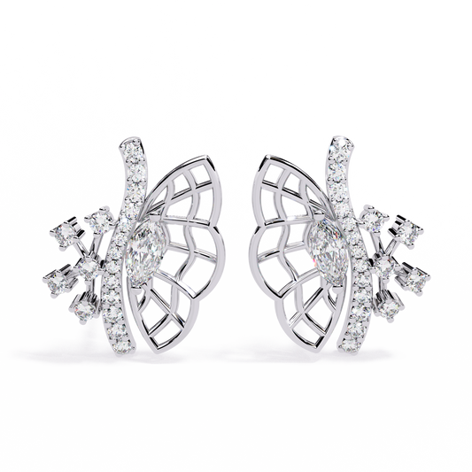 Butterfly Grace Marquise Cut Studs with Round Side Stones - view 3