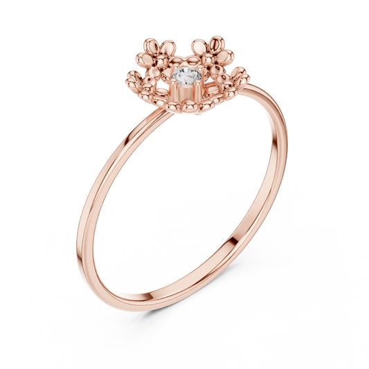 Round Moissanite Floral Cluster Bezel Set Ring - view 3