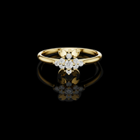 0.30 CT Timeless Moissanite Round Diamond Bloom Ring with Detailed Petal Motifs
