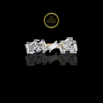 0.45 TCW Lab Grown Diamond Modern Geometric Eternity Ring Featuring Baguette and Round Diamonds