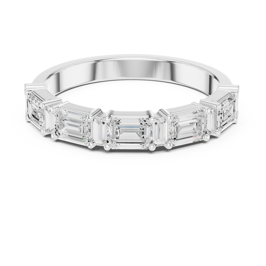 Half Eternity Emerald Cut Lab Diamond Wedding Band - view 3
