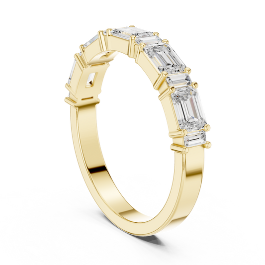 Half Eternity Emerald Cut Lab Diamond Wedding Band - view 4