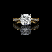 2.00 CT Luxurious Cushion Cut Moissanite Diamond Ring Setting with Dazzling Pave-Set Accents