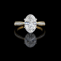 1 CT Magnificent Oval-Cut Moissanite Diamond Ring with Pavé Accents for Elevated Elegance