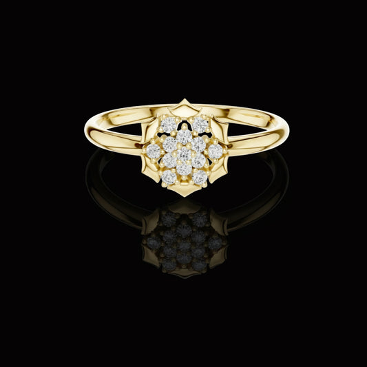 0.078 TCW Elegant Petal Inspired Bloom Design with Brilliant Round Cut Moissanite Diamonds