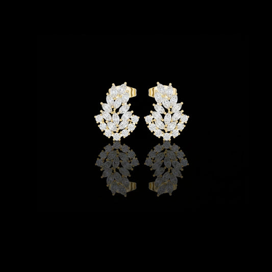 0.55 CT Exquisite Floral Moissanite Diamond Cluster Stud Earrings with Marquise Brilliance