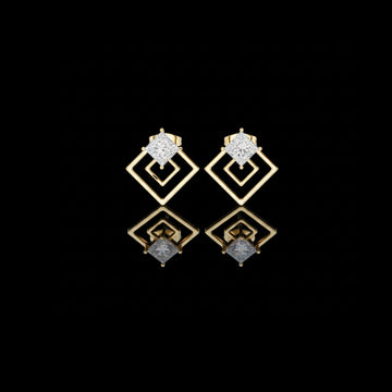 1 TCW Artfully Lab Grown Round Cut Modern Geometric Diamond Stud Earrings For Good Time