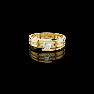 0.30 TCW Modern Open Edge Gold Moissanite Diamond Band with Floating Solitaire Accent For Soft Heart