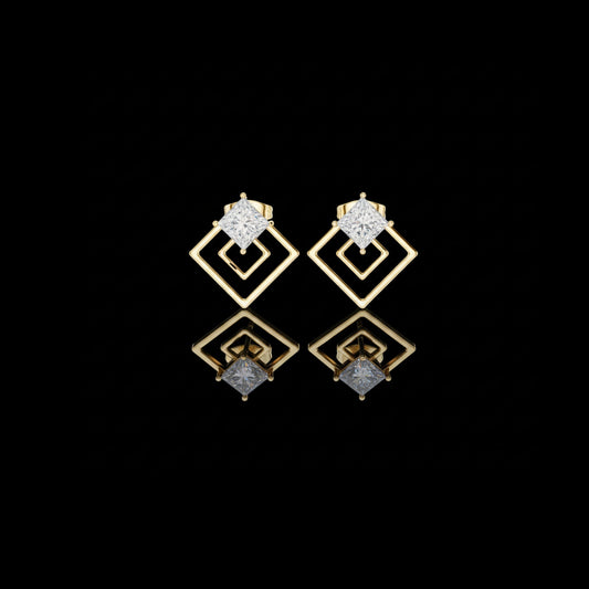 1.6 TCW Artfully Moissanite Princess Cut Modern Geometric Diamond Stud Earrings For Good Time