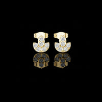 0.60 TCW Lotus Bloom Moissanite Round Cut Diamond Earrings  with Layered Petal Cluster Design