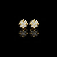 0.50 TCW Floral Cross Moissanite Diamond Stud Earrings with Sculpted Petal Motif Cluster