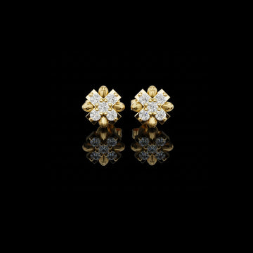 0.50 TCW Floral Cross Moissanite Diamond Stud Earrings with Sculpted Petal Motif Cluster