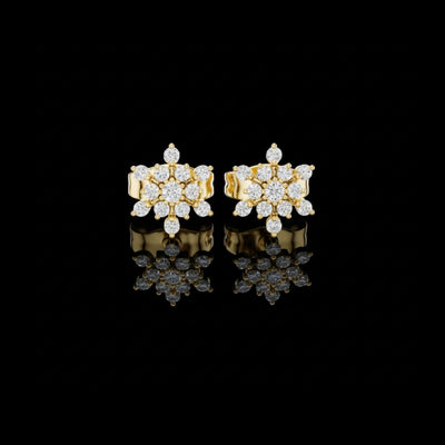 Snowflake Floral Cluster Round Lab Diamond Stud Earring