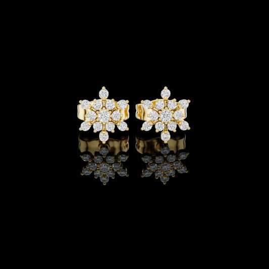 0.17 TCW Radiant Halo Cluster Stud Earrings with Round Brilliant Lab Grown Diamonds