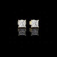 1.00 TCW Signature Moissanite Princess Cut Diamond Stud Earrings Premium Square Design