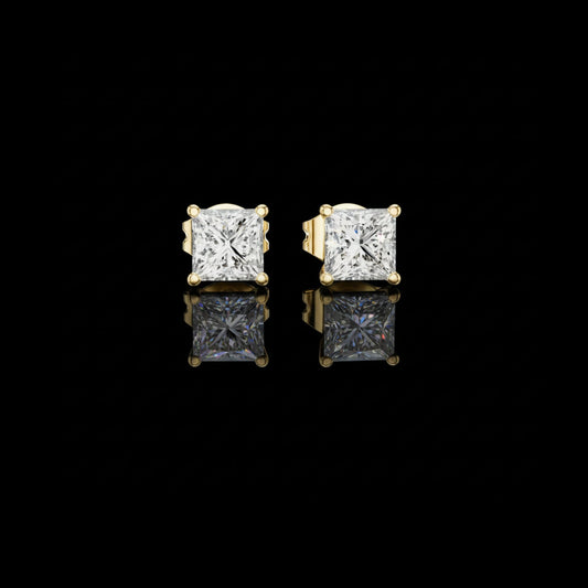 1.00 TCW Signature Moissanite Princess Cut Diamond Stud Earrings Premium Square Design