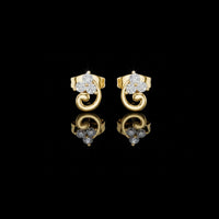 0.30 TCW Elegant Swirl Diamond Stud Earrings with Triple Brilliant Cut Moissanite Diamonds