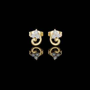 0.30 TCW Elegant Swirl Diamond Stud Earrings with Triple Brilliant Cut Moissanite Diamonds