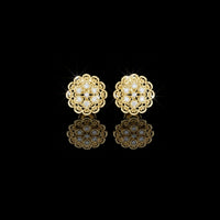 0.13 TCW Vintage Lace Floral Moissanite Diamond Stud Earrings with Filigree Detailing