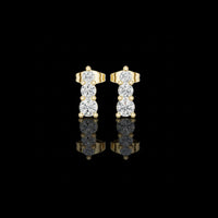 0.88 TCW Triple Round Moissanite Diamond Drop Stud Earrings for Timeless Everyday Luxury