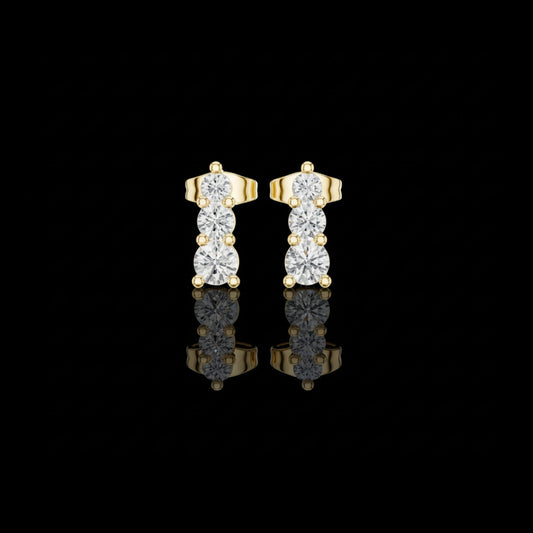0.88 TCW Triple Round Moissanite Diamond Drop Stud Earrings for Timeless Everyday Luxury