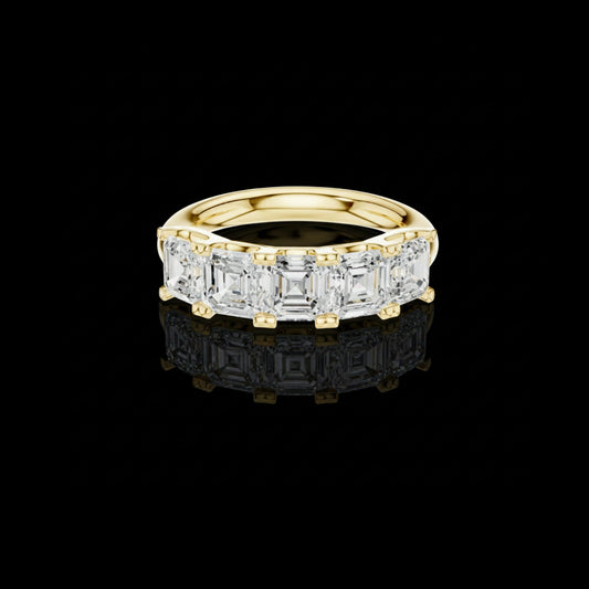 3.60 TCW Graceful Five Stone Ring with Asscher Cut Moissanite Diamond Brilliant Step Cut Sparkle For Stillness Love
