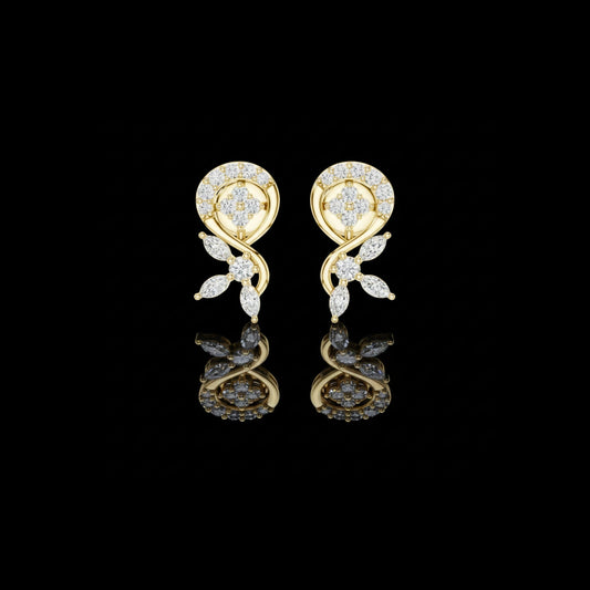  0.13 CT Prime Elegance Inspired Floral Marquise Cut Moissnite Diamond Stud Earrings