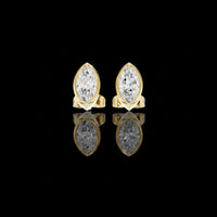 1.00 TCW Minimal Marquise Bezel Lab Diamond Stud Earrings with Elongated Navette Silhouette