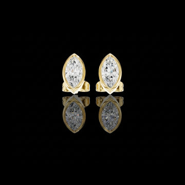 1.00 TCW Minimal Marquise Bezel Lab Diamond Stud Earrings with Elongated Navette Silhouette