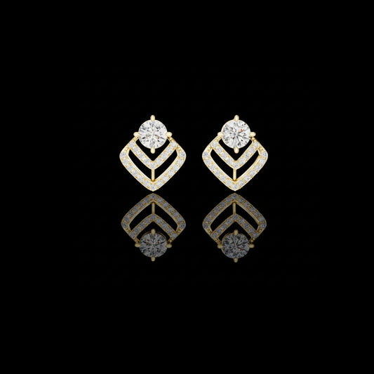 2.50 CT Modern Lab Grown Round Cut Diamond Chevron Stud Earrings Luxury Statement Design