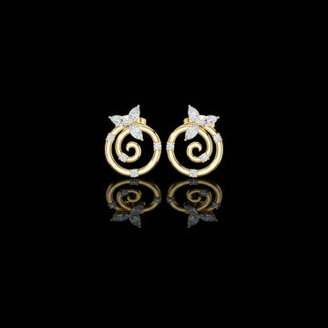 0.30 CT Classic Lab Grown Marquise Cut Elegant Spiral Earrings With Round Diamond Leaf Accents