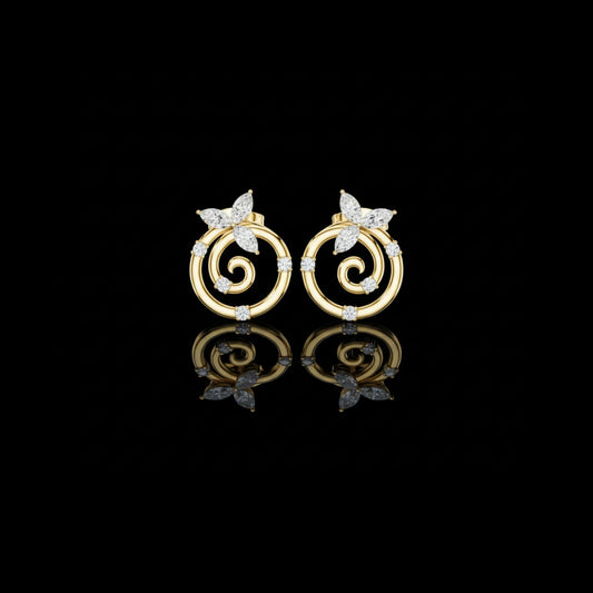 0.30 CT Classic Lab Grown Marquise Cut Elegant Spiral Earrings With Round Diamond Leaf Accents