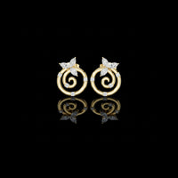 0.30 CT Classic Moissanite Marquise Cut Elegant Spiral Earrings With Round Diamond Leaf Accents